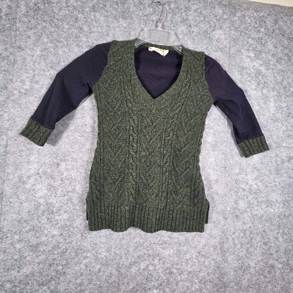 Pilcro and the Letterpress Women's Sweater Mid Sleeve Pullover Navy Green Sz XS